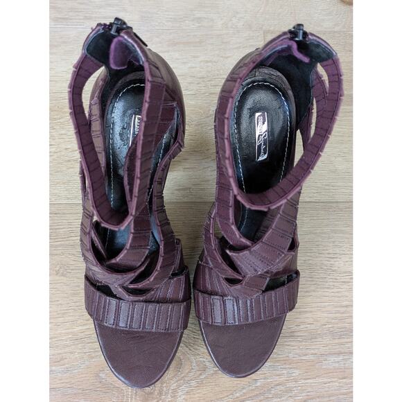 Report Signature Ditmar Leather Strappy Platform Sandal Heels 9 Purple Baddie - Picture 13 of 15